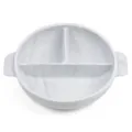 Plato de bebé dividido de silicona de mármol blanco con asas, cuenco de ventosa para niños. - Tapa de silicona / Y1