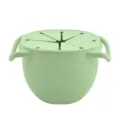 Silicone baby snack cup with dual handles and spill-proof lid in light green color. - Light Green