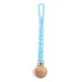 Blue silicone teething beads pacifier clip newborn baby anti-drop soothing toy chain. - Y9