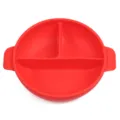 Silicone baby suction divided plate red infant feeding toddler tableware dinnerware - Y6