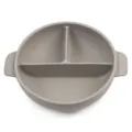 Grey silicone divided baby plate with dual handles, perfect for toddler feeding time. - Y20