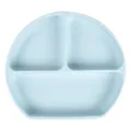 Silicone baby divided plate for toddler feeding, light blue suction plate, safe infant tableware. - Y5