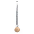 Silicone Pacifier Clip Teething Beads Wooden Ball Baby Soother Holder Strap Grey - Y18