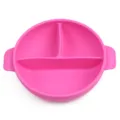 Pink silicone divided baby suction plate variant, safe toddler feeding dish with handles. - Y8