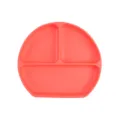 Silicone baby divided plate, toddler suction feeding dish, coral red kids tableware, safe material. - Y6