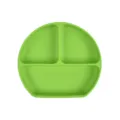 Green silicone baby divided plate, toddler suction plate for feeding, safe infant tableware. - Y7