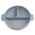 Grey silicone divided baby plate with handles suction base toddler feeding mealtime tool - Y18