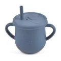 Blue silicone sippy cup for toddlers with straw, leak-proof training cup with handles. - Y10 Straw Cup