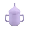 Siliconen baby antilekbeker met rietje en twee handvatten, peuter training waterbeker paars. - Y2