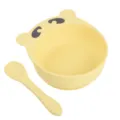 Set de bol d'aspiration et cuillère en silicone pour bébé, vaisselle mignonne d'animal. - Bol ours et cuillère en silicone pur Y11