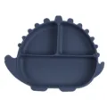 Plato para bebe de silicona azul oscuro, bonita vajilla dividida con diseño de dinosaurio. - Plato / Azul marino