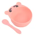 Ensemble bols a ventouse et cuillere en silicone pour bebe vaisselle rose mignonne - Bol ours et cuillère en silicone pur Y12