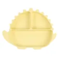 Plato dividido de dinosaurio de silicona amarilla para niños pequeño linda comida vajilla - Plato / Amarillo claro
