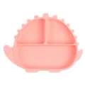 Plato dividido de silicona rosa para bebé, hermoso plato de comida para niños pequeños - Plato / Rosa
