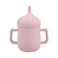 Rosa Silikon Baby Trinkbecher mit Strohhalm und zwei Griffen bruchsicher Kleinkind - Y26