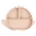Bonito plato de alimentación dividido para bebé de silicona dinosaurio vajilla de succión - Plato / Rosa nude