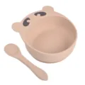 Kit bol à ventouse et cuillère en silicone pour bébé, adorable design d'ours pour repas. - Bol ours et cuillère en silicone pur Y15