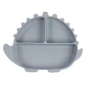 Plato dividido de silicona gris con diseño de dinosaurio, vajilla bonita para niños pequeños. - Plato / Gris