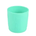 Taza de aprendizaje infantil en silicona verde menta sin tapa ni asas con tierno diseño de ardilla. - Y13