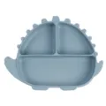 Plato dividido de silicona para bebé forma de dinosaurio vajilla infantil azul nueva - Plato / Gris Azulado