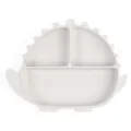Plato dividido para bebé de dinosaurio de silicona gris vajilla con ventosa infantil - Plato / Gris claro