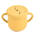 Yellow silicone baby snack cup with dual handles and leak-proof petal lid, toddler feeding cup - Y28 Snack Cups