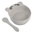 Set de bol à ventouse et cuillère en silicone pour bébé, design d'ours gris, repas. - Bol ours et cuillère en silicone pur Y20