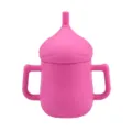 Silikon Baby Trinkbecher mit zwei Griffen und Strohhalmdeckel, sturzsichere Kinderflasche. - Y8