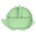 Plato de bebé dividido de silicona verde con forma de dinosaurio para niños. - Plato / Verde claro
