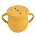 Yellow silicone baby snack cup with double handles and soft spill-proof lid for kids. - Y17 Snack Cup