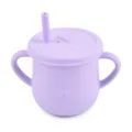 Baby silicone sippy cup with straw and handles, leakproof toddler training cup light purple - Y2 Sippy Cup