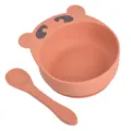Ensemble bol et cuillère à ventouse en silicone bébé design ours mignon vaisselle rose - Bol ours et cuillère en silicone pur Y27