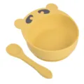 Ensemble bol à ventouse et cuillère en silicone jaune pour bébé, design ours mignon. - Bol ours + Cuillère en silicone pur Y28