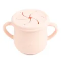 Silicone snack cup for toddlers with double handles and spill proof lid in pink color. - Y4 Snack Cup