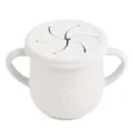White silicone baby snack cup, portable double handle toddler snack container with lid. - Y23 Snack Cups