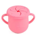 Pink silicone baby snack cup with double handles and spill proof lid for toddlers daily use. - Y14 Snack Cup