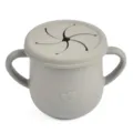 Silicone baby snack cup with lid and handles, leakproof toddler snack container in grey. - Y22 Snack Cups