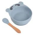 Ensemble de bol à ventouse en silicone pour bébé et cuillère en bois design d'ours. - Cuillère à manche en bois et bol ours Y21