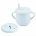 Silicone baby straw cup with dual handles toddler training cup snack lid light blue - Y5 Straw Cup + Snack Lid