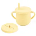 Silicone baby sippy cup with straw, dual handles and snack lid in yellow, safe toddler training cup. - Y11 Straw Cup + Snack Lid
