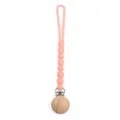 Silicone baby pacifier clip with wooden beads and metal clasp for newborn infant safety. - Y12