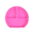 Pink silicone baby divided suction plate toddler feeding dish children tableware 1pc - Y8