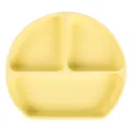 Silicone baby divided plate toddler feeding suction dish yellow non-slip training tableware - Y11