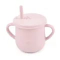 Pink silicone sippy cup for toddlers with straw and dual handles, leakproof baby training cup. - Y26 Sippy Cup