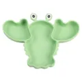 Assiette bébé divisée en silicone vert forme de crabe, vaisselle mignonne pour enfant. - Assiette / Vert clair