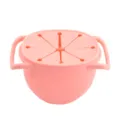 Pink silicone baby snack cup with dual handles and splash proof lid portable toddler snack container - Pink