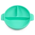 Turquoise silicone baby divided plate with handles, perfect for safe toddler feeding. - Y13