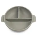 Silicone divided baby bowl with suction and handles, safe toddler feeding plate grey. - Y22