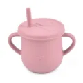Pink silicone baby sippy cup with handles and straw variant, leak-proof toddler training cup - Y19 Straw Cup