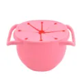 Pink silicone foldable snack cup with dual handles portable baby snack food container - Pink